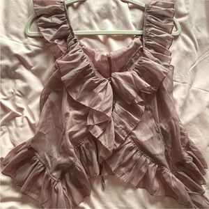 Pink Ruffle Shirt Blouse